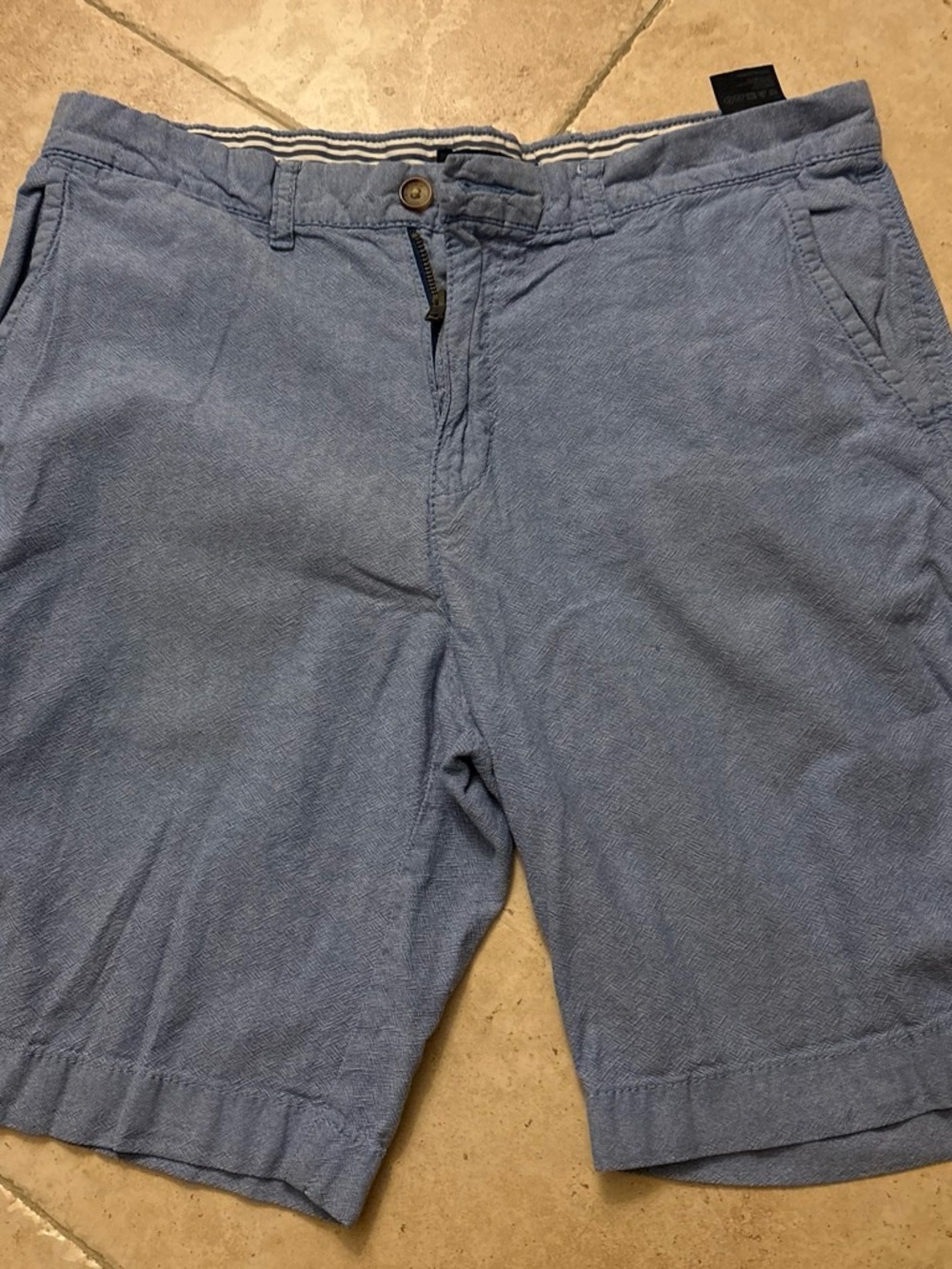 Tommy Hilfiger Light Blue Cotton Flat-Front Shorts